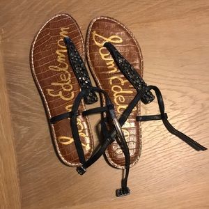 Sam Edelman black rhinestone sandals
